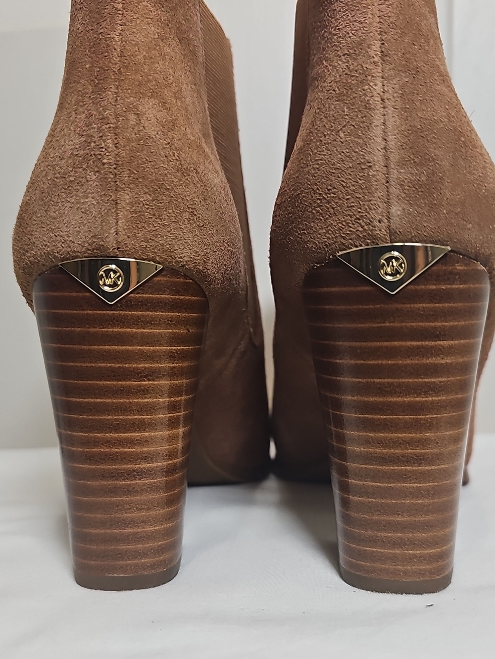 Michael Kors Lotti Suede Block Heel Ankle Booties - Brown - Picture 8 of 13